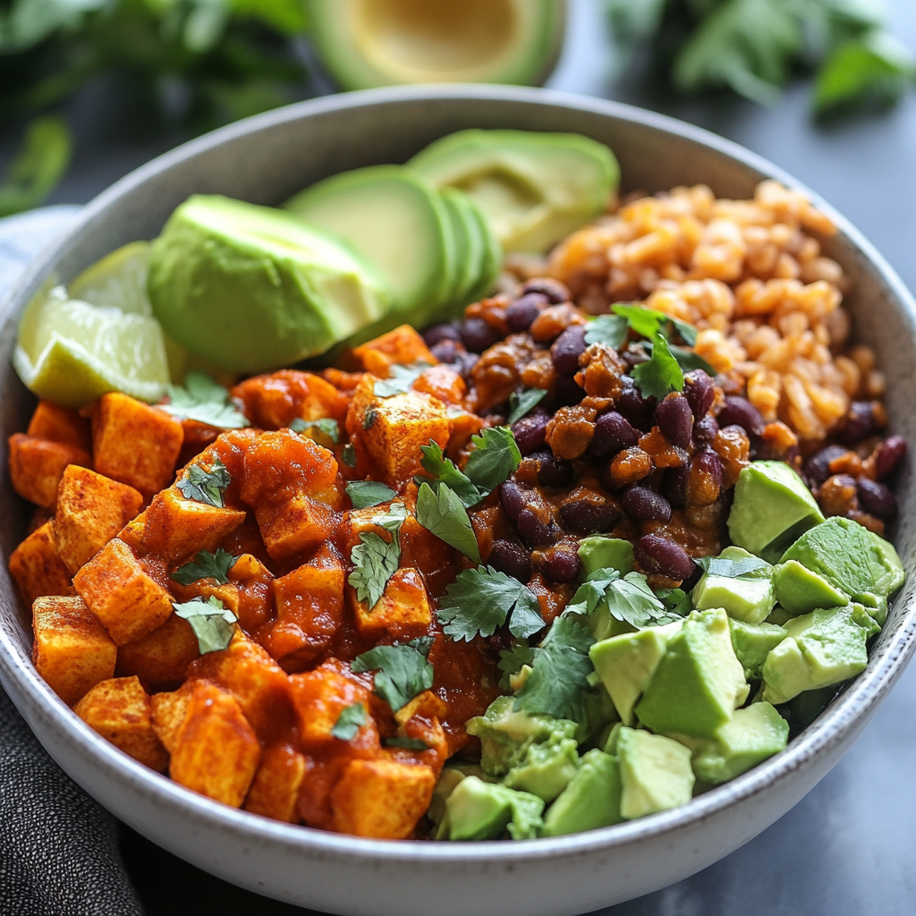 Recipe preparation for Sweet Potato Taco Bowls