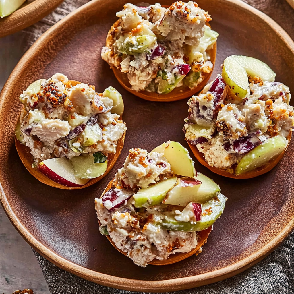 Recipe preparation for Fall Chicken Salad Apple Cheddar Bites