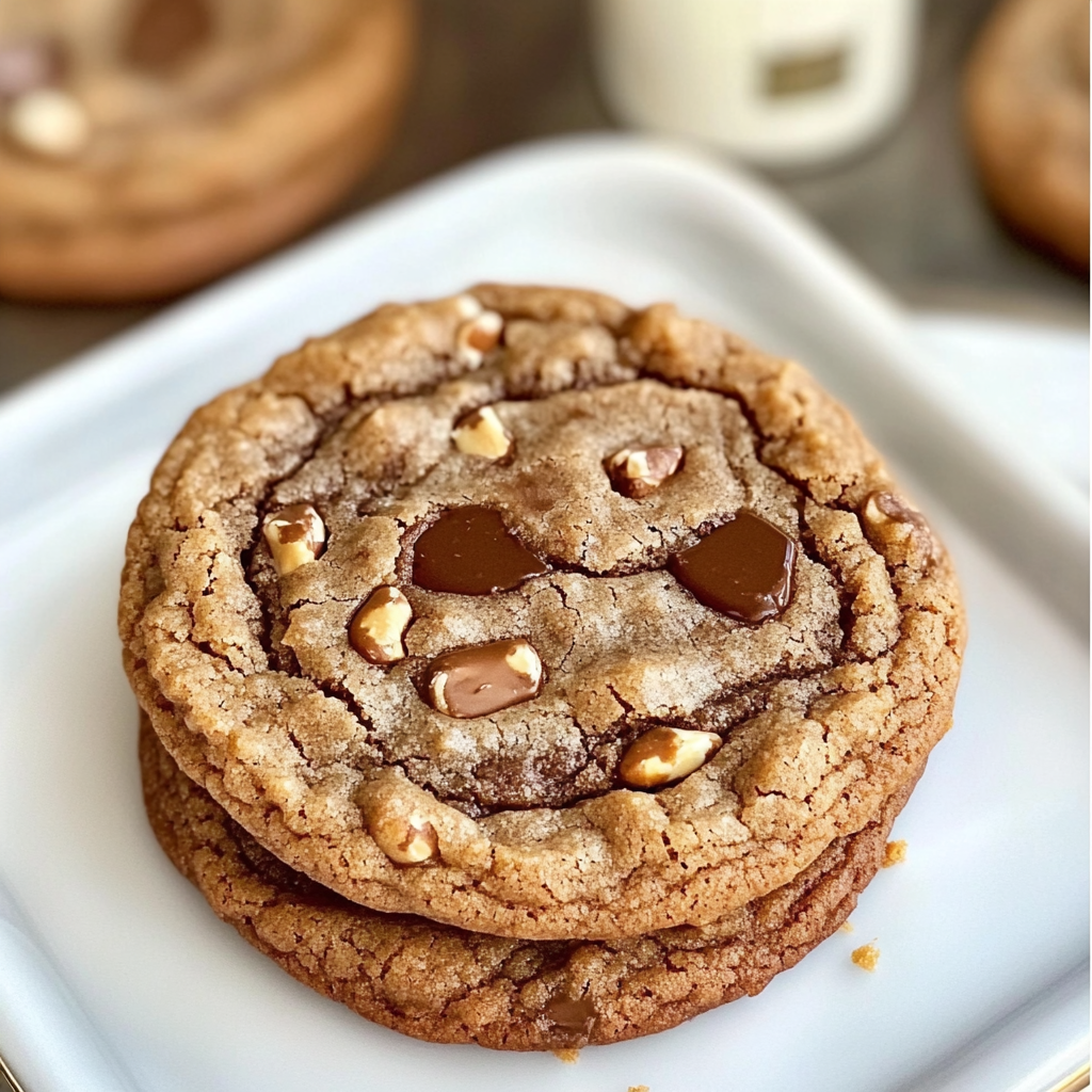 Recipe preparation for Brown Butter Coffee Toffee Cookies