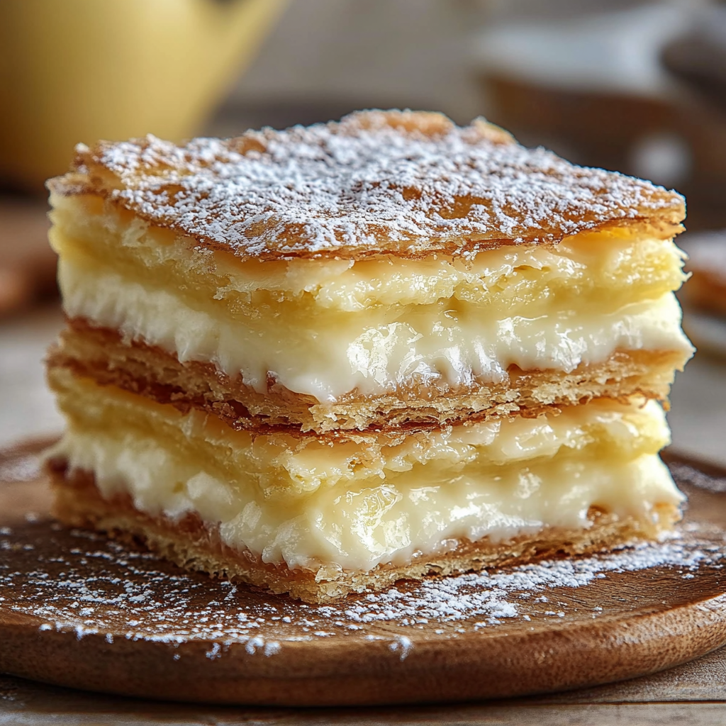 Recipe preparation for Creamy Vanilla Custard Squares