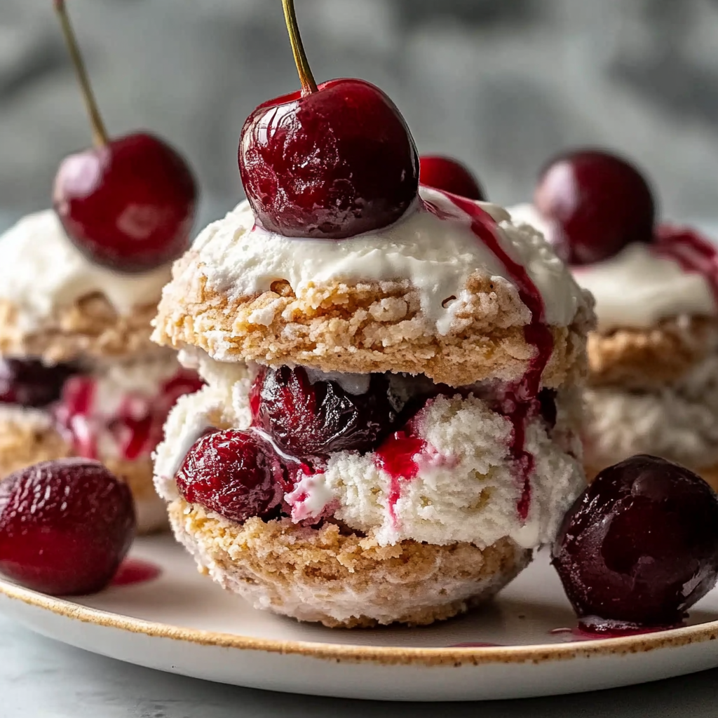 Recipe preparation for Cherry Cheesecake Ice Cream Sandwiches