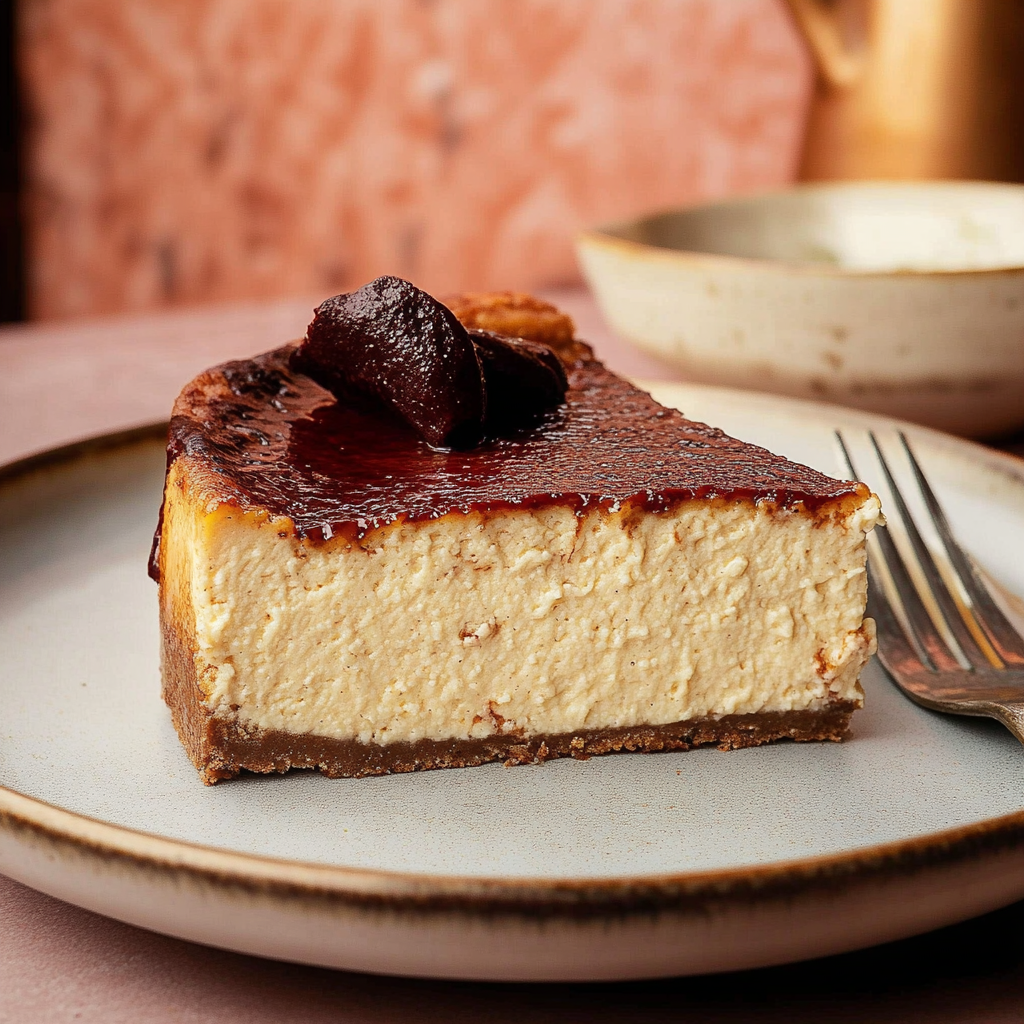 Recipe preparation for Eggnog Basque Cheesecake