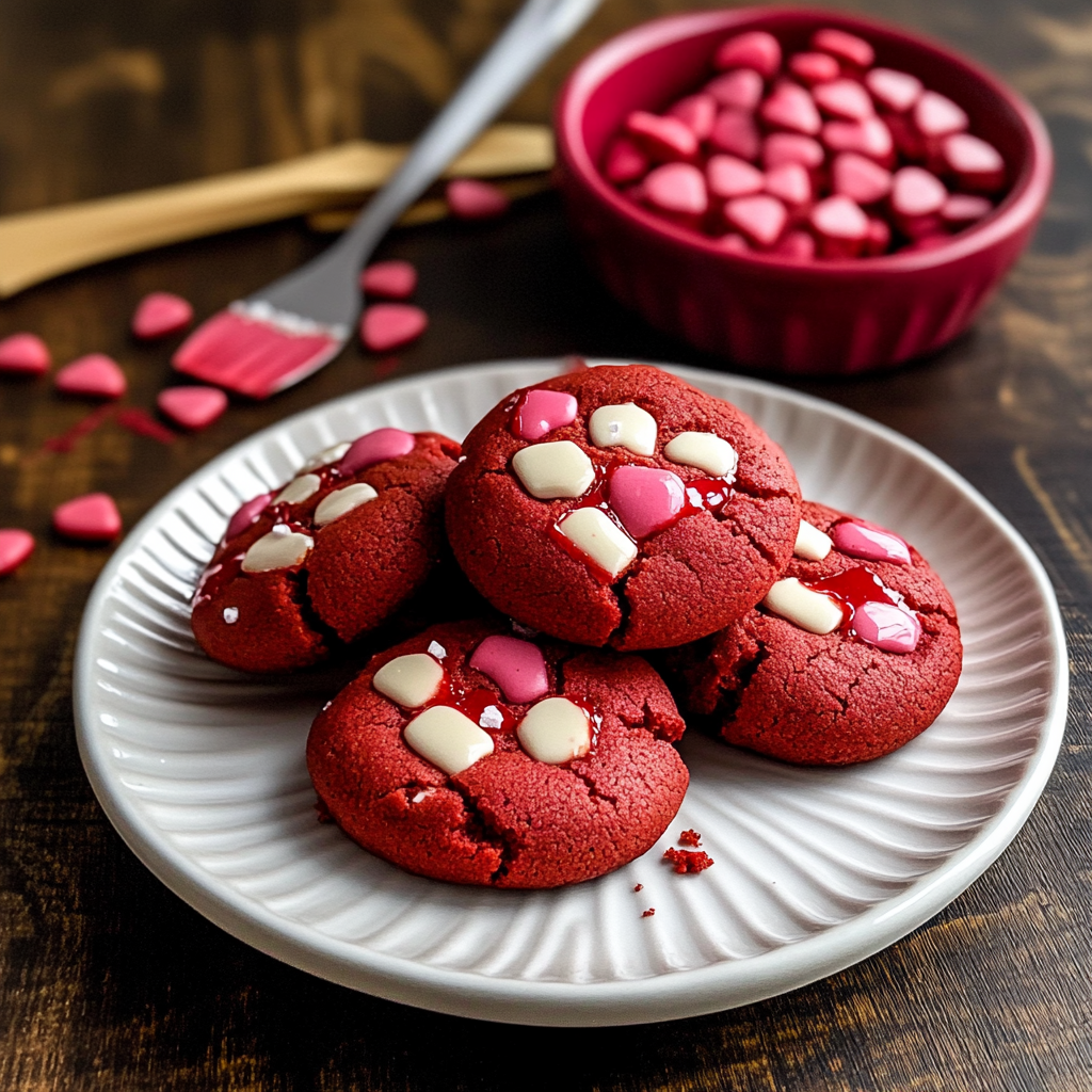 Recipe preparation for Red Velvet Cake Mix Cookies