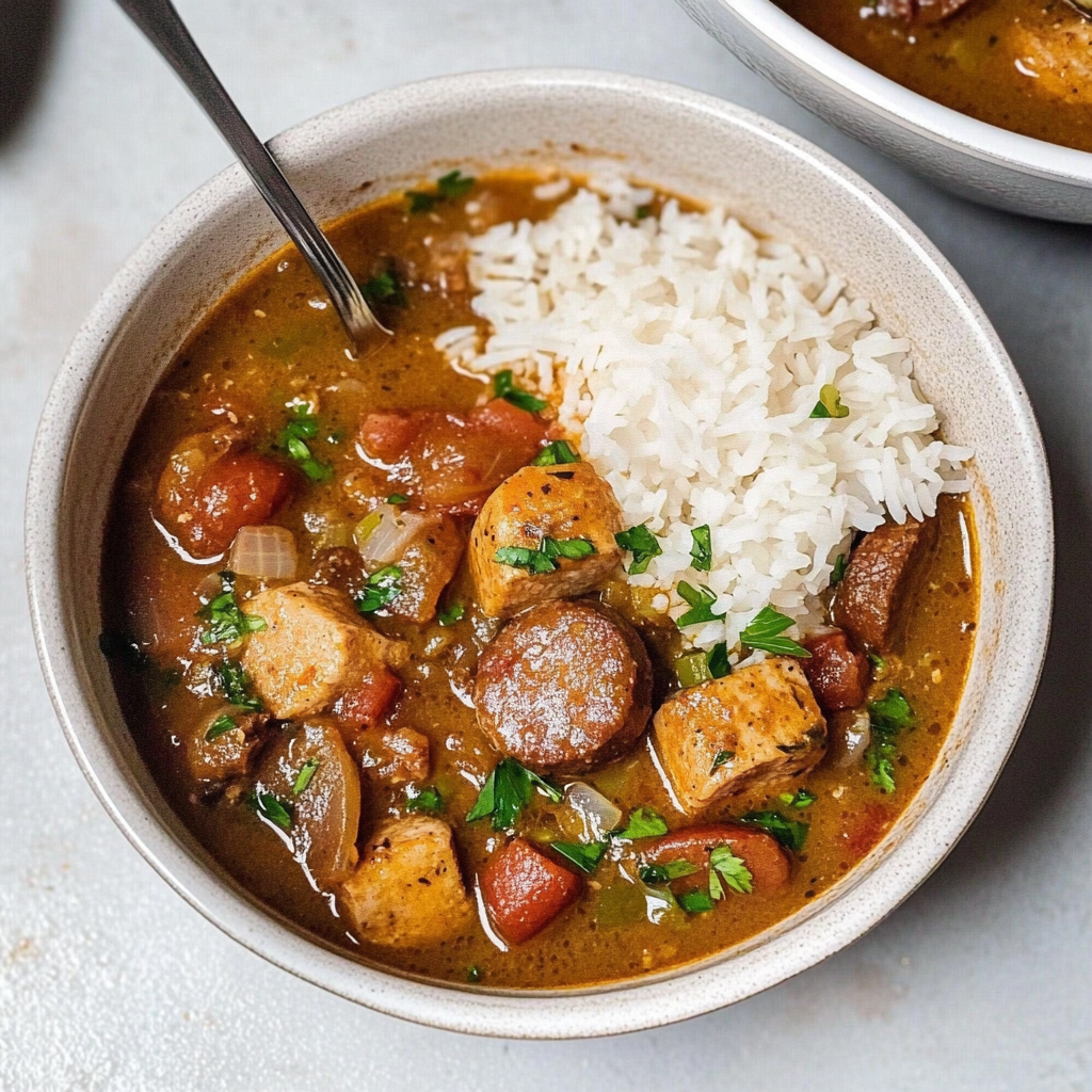 Recipe preparation for Chicken and Sausage Gumbo