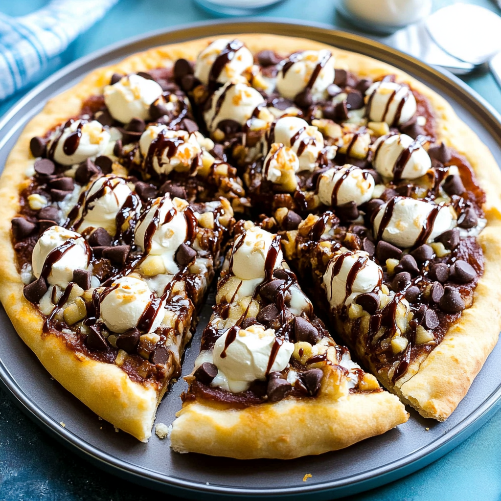 Recipe preparation for Chocolate Chip Dessert Pizza