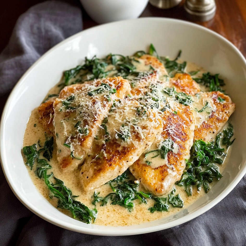 Recipe preparation for chicken florentine