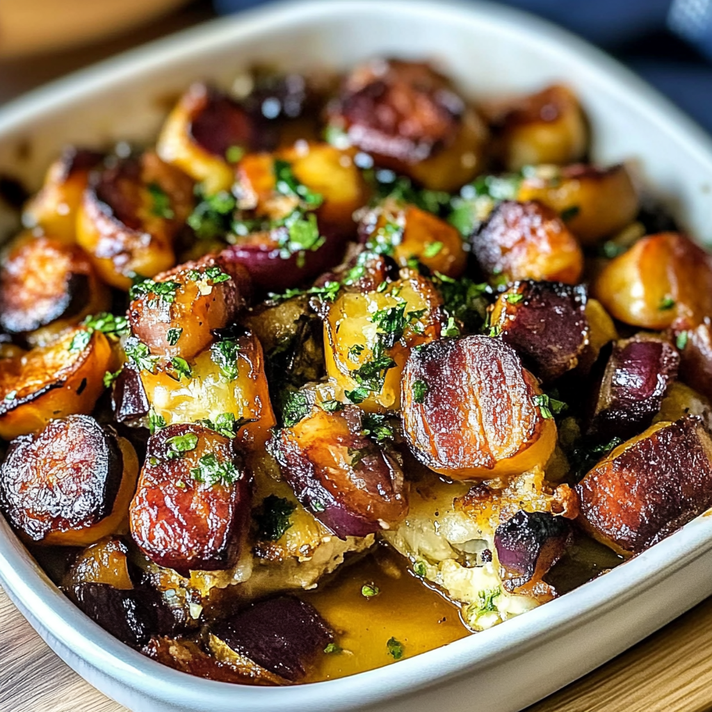 Recipe preparation for Maple Butternut Brussels Bacon