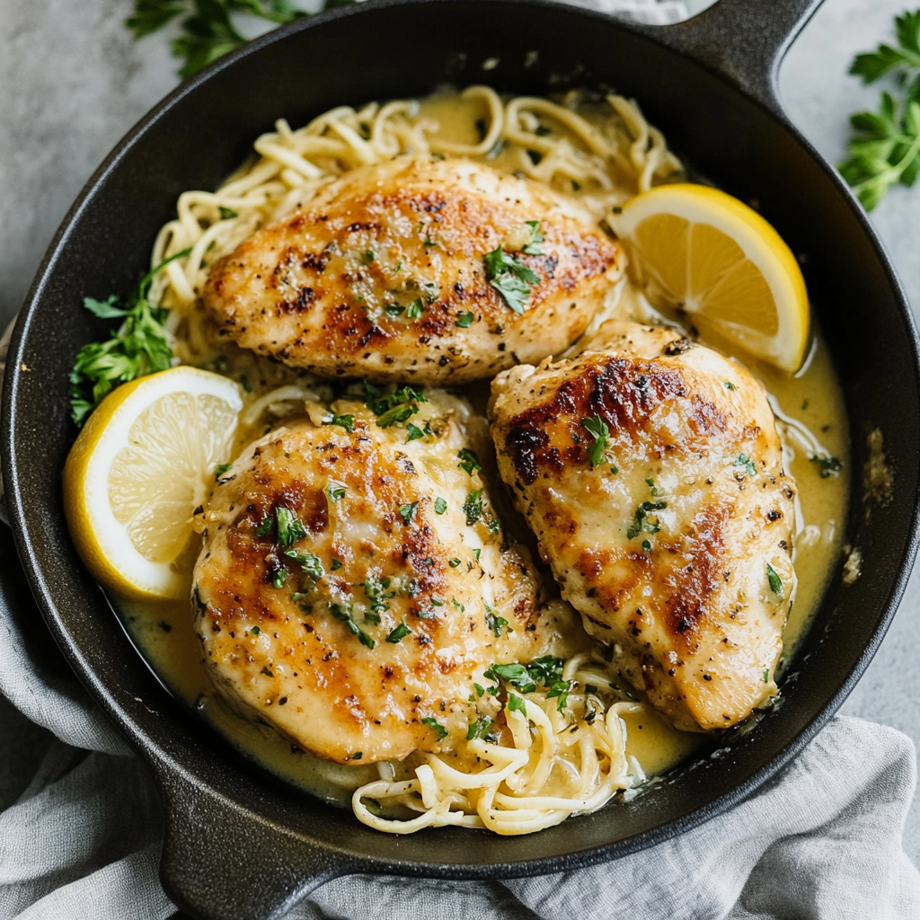 Recipe preparation for Chicken Romano with Lemon Butter Sauce