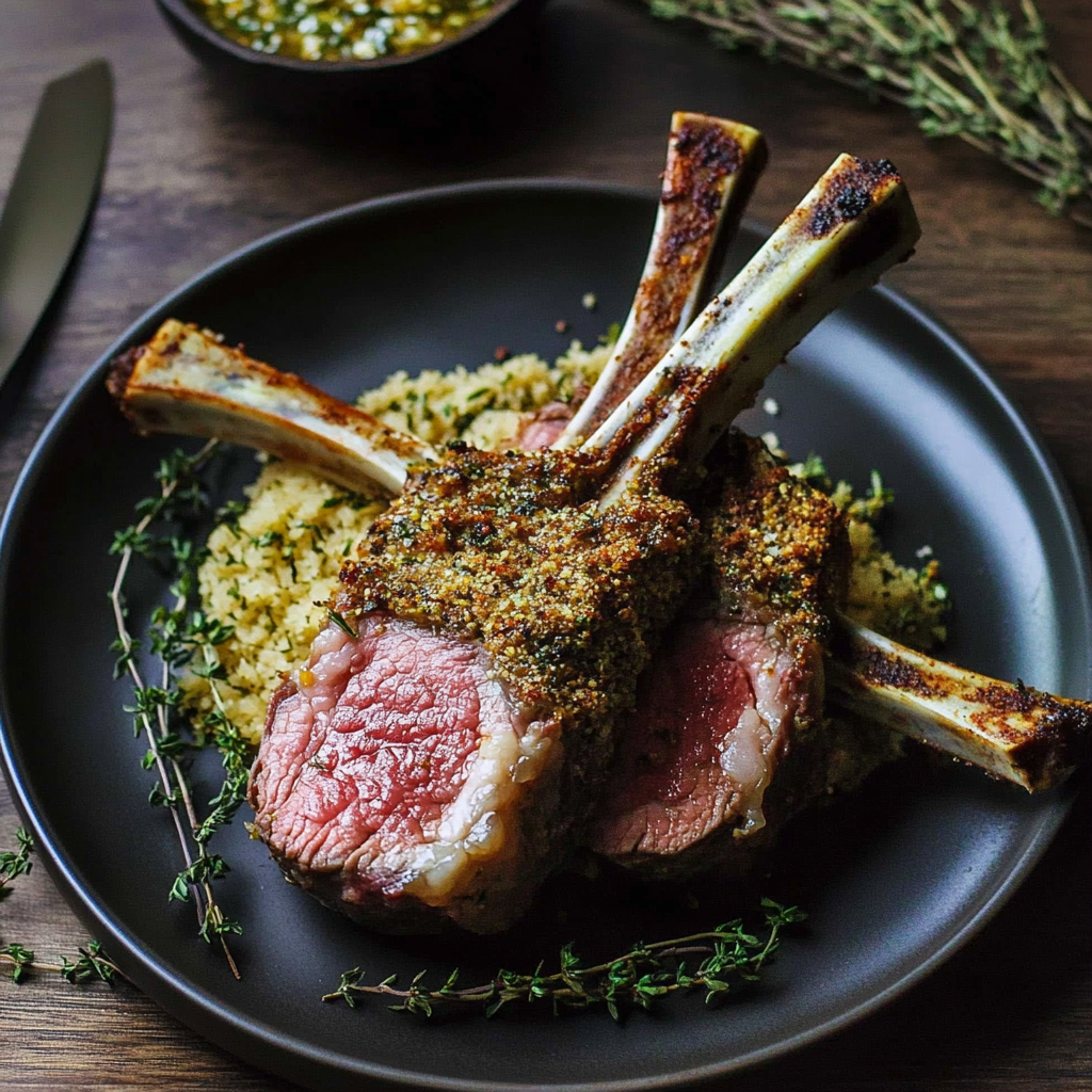 Recipe preparation for Herb Crusted Rack of Lamb