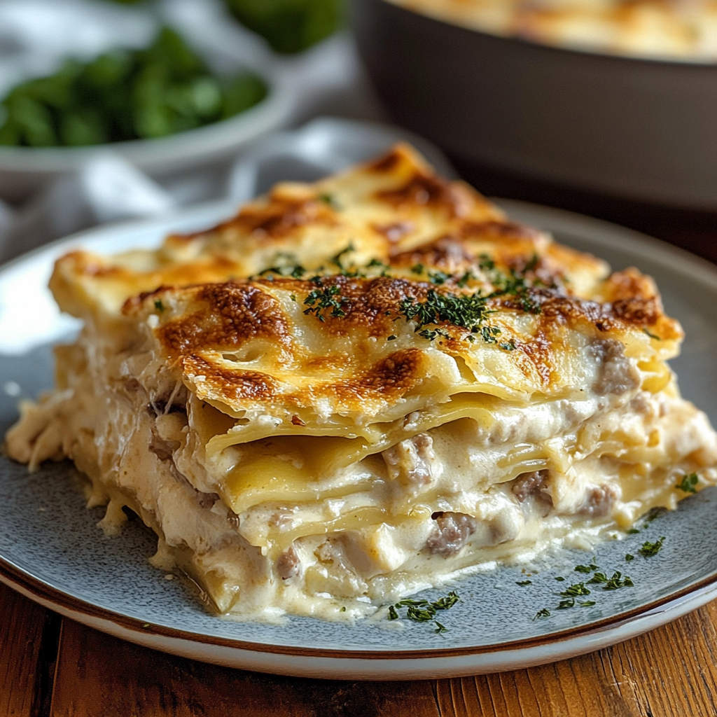 Recipe preparation for Chicken Cordon Bleu Lasagna