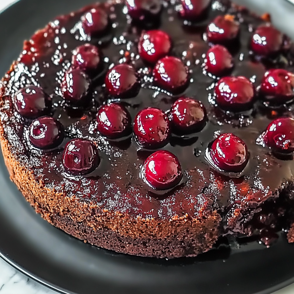 Recipe preparation for Chocolate Cherry Upside Down Cake