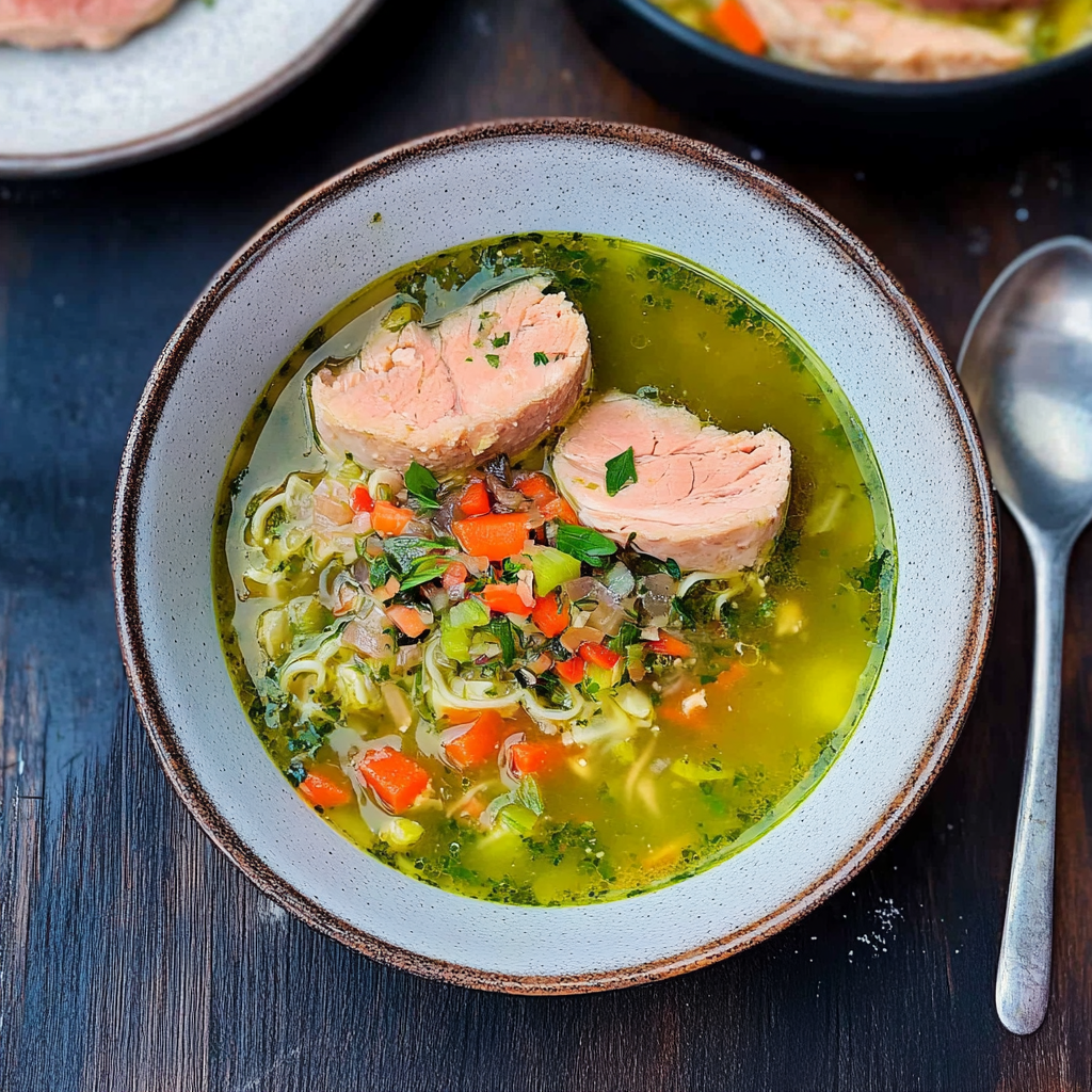 Recipe preparation for salmon soup