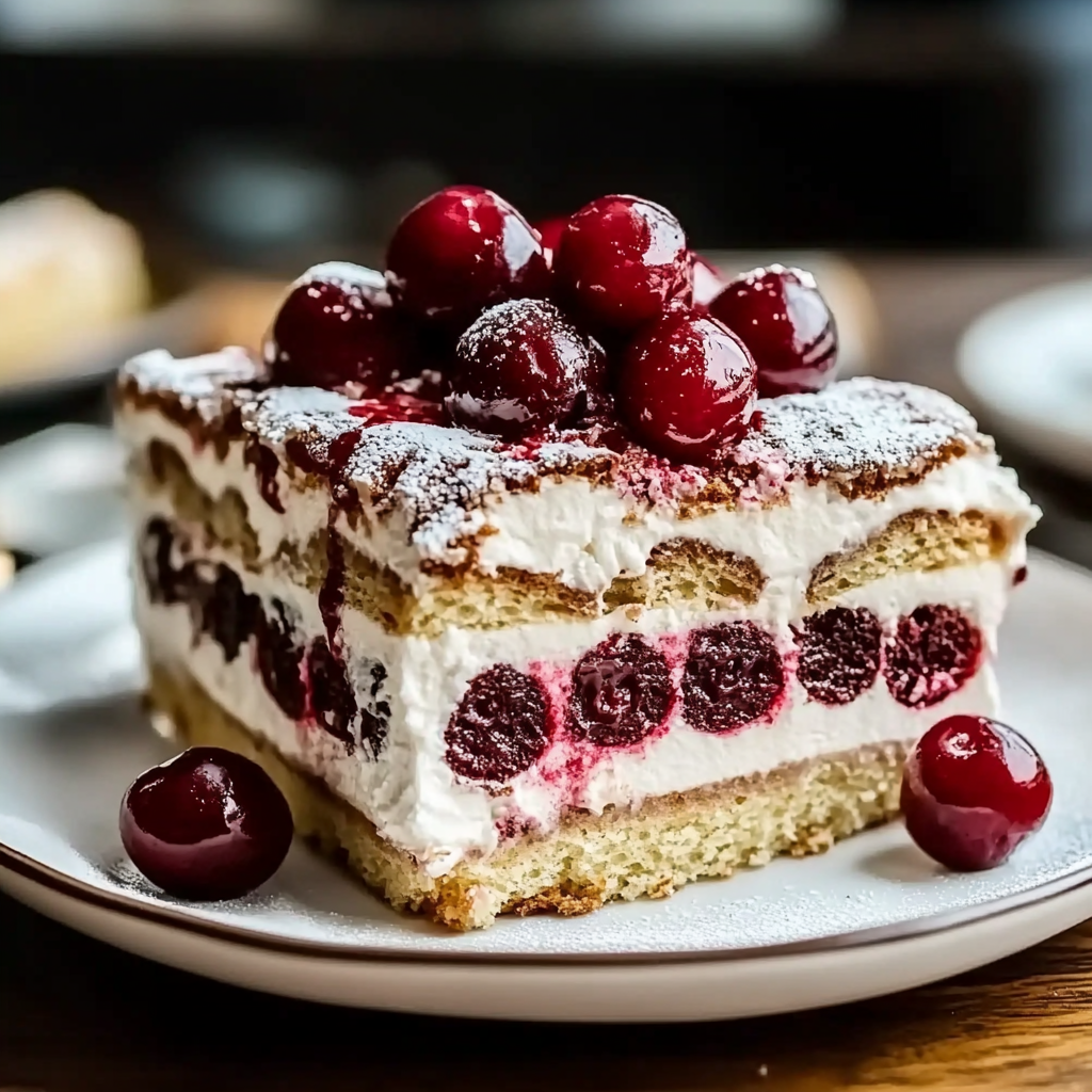 Recipe preparation for Cherry Amaretto Tiramisu Recipe