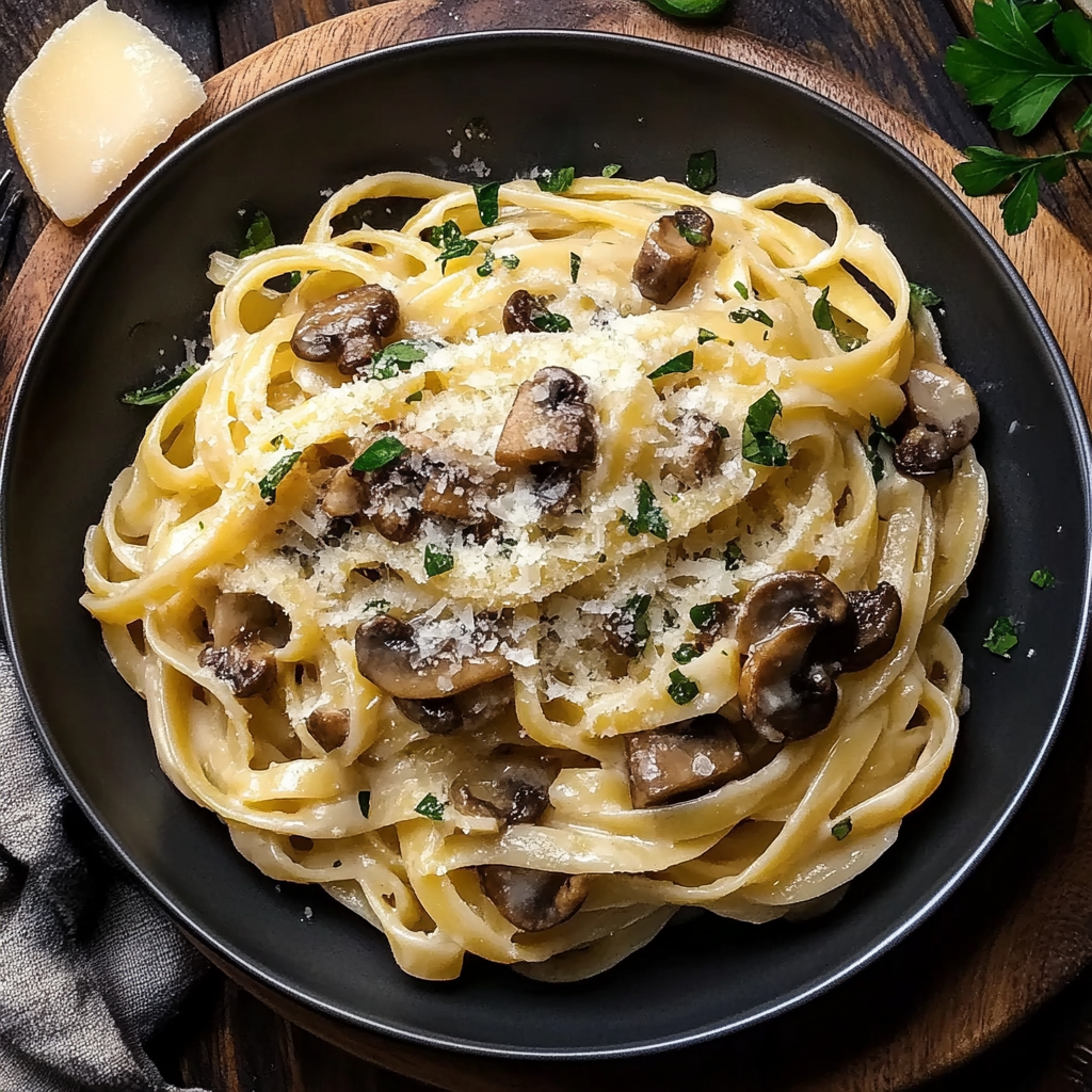 Recipe preparation for Caramelized Leek and Mushroom Gruyere Pasta