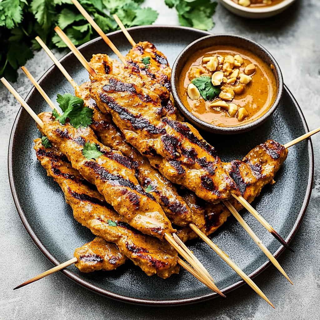 Recipe preparation for Chicken Satay with Peanut Sauce