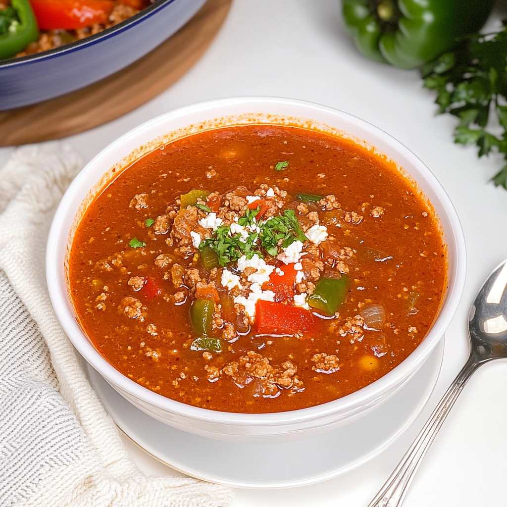 Recipe preparation for UnStuffed Pepper Soup