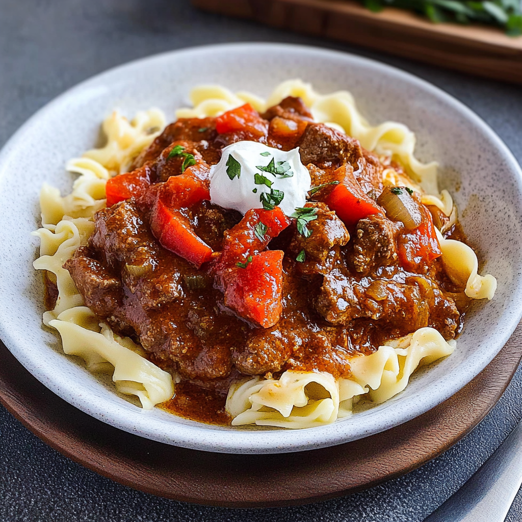 Recipe preparation for Beef Paprikash