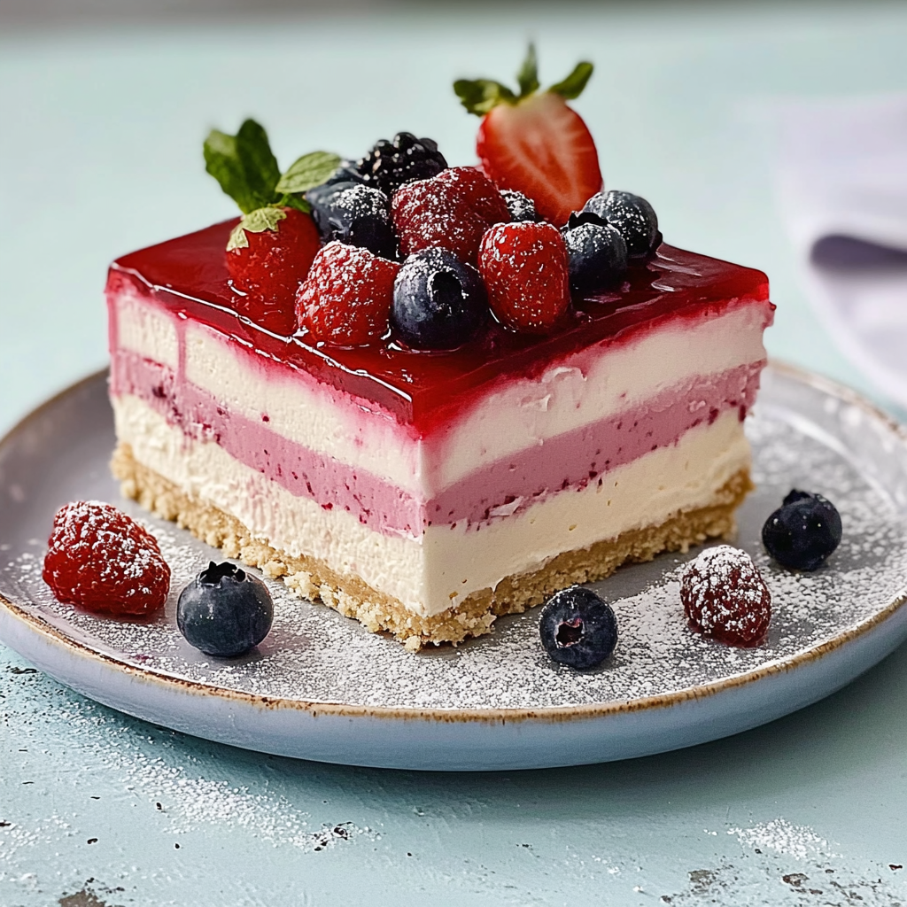 Recipe preparation for Triple layered Berry Cheesecake