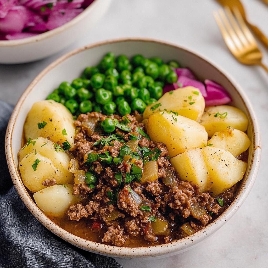 Recipe preparation for Mince and potatoes