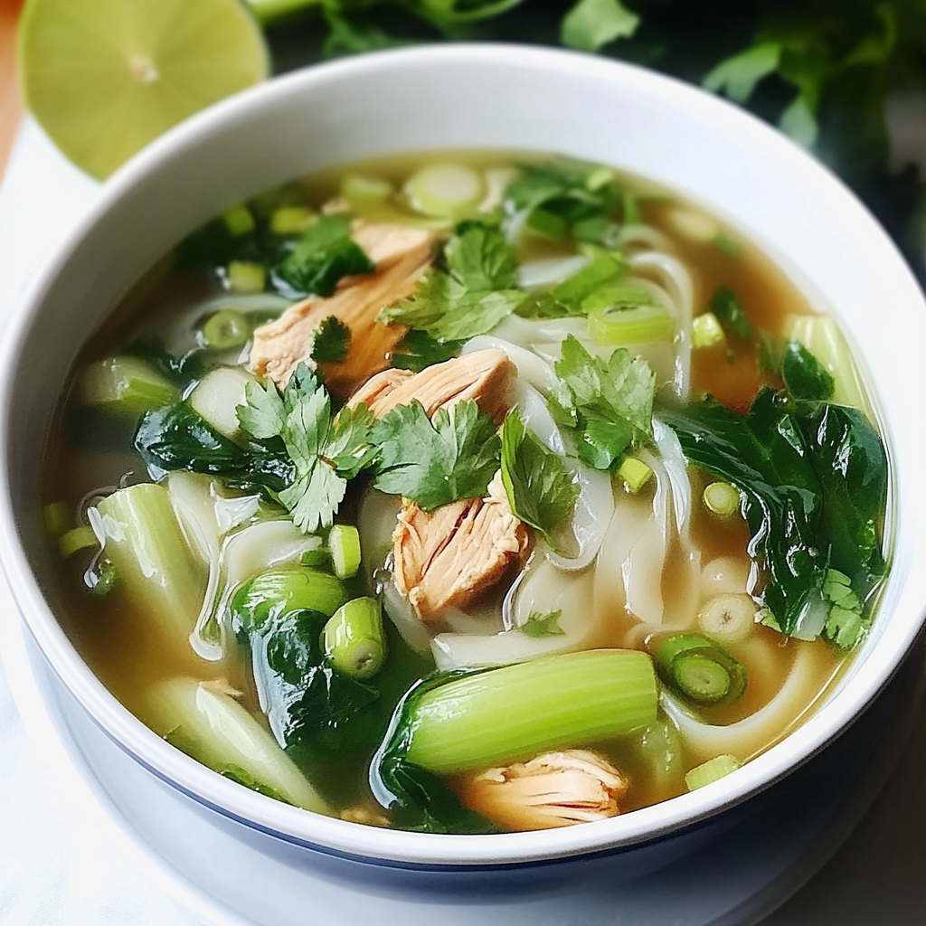 Recipe preparation for Hearty Bokchoy Chicken Soup