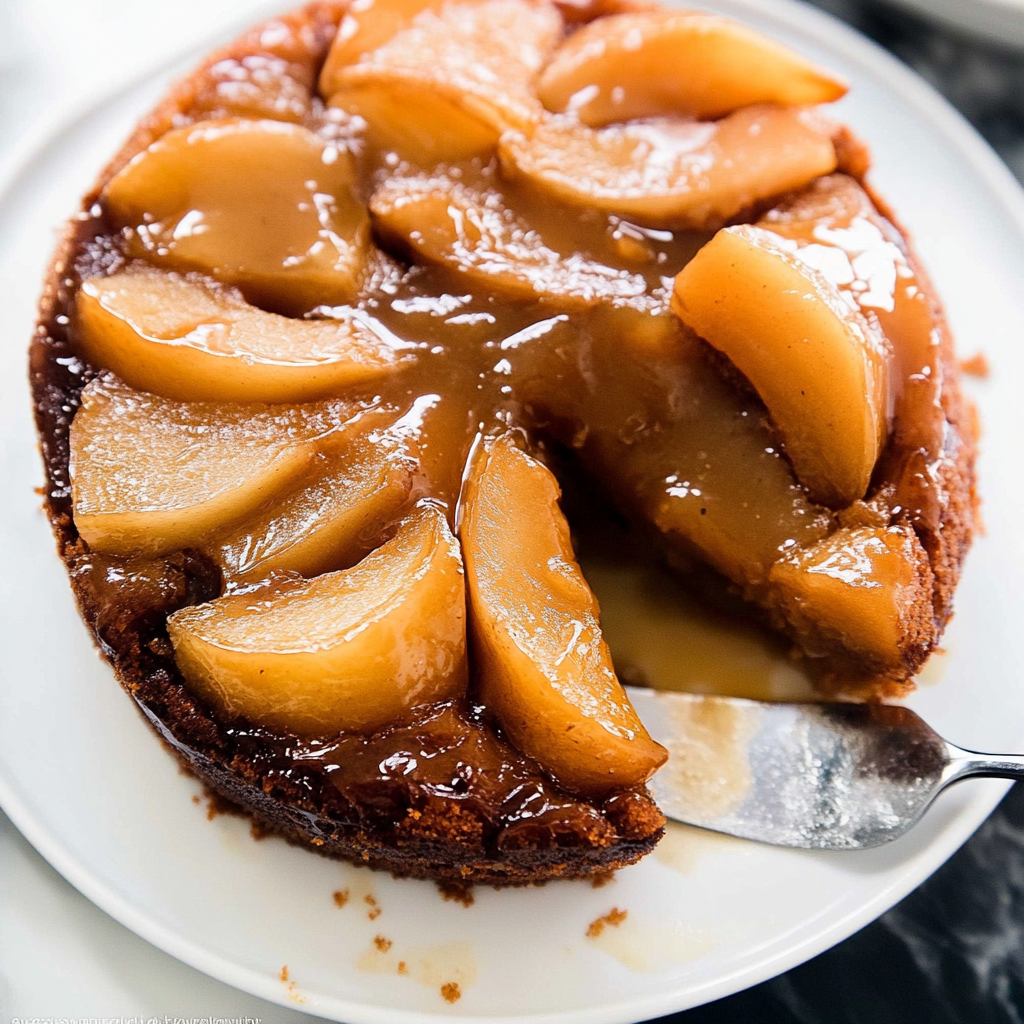 Recipe preparation for caramel apple upside down cake