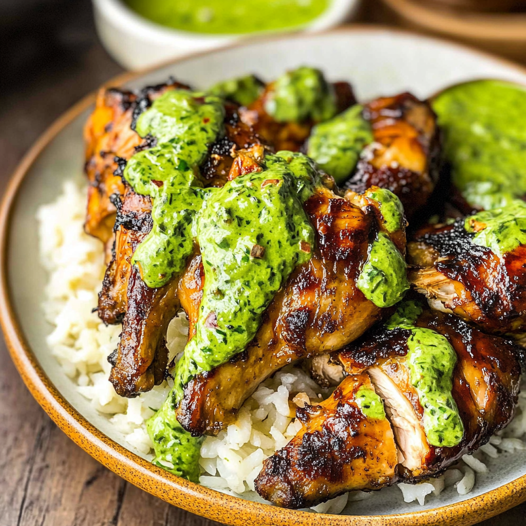 Recipe preparation for Peruvian Chicken with Green Sauce