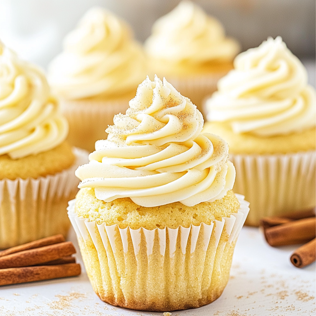 Recipe preparation for Vanilla Spice Eggnog Cupcakes