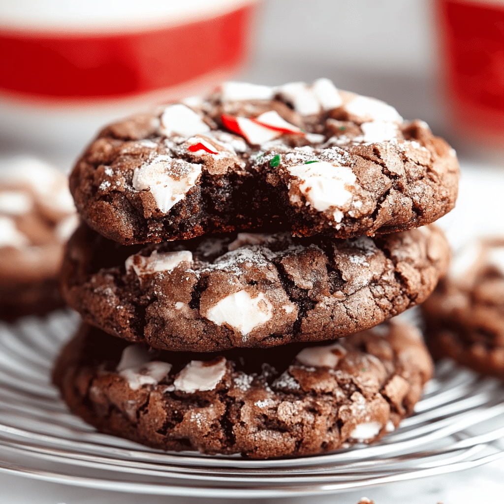 Recipe preparation for Chocolate Mint Crinkle Cookies