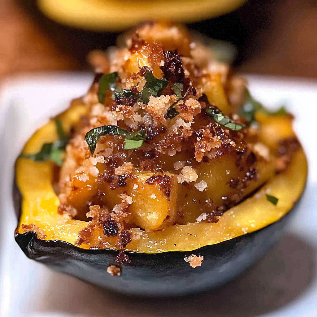 Recipe preparation for Maple Brown Sugar Stuffed Acorn Squash