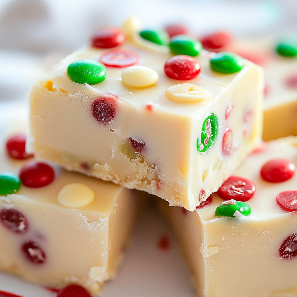 Recipe preparation for White Chocolate Mistletoe Fudge