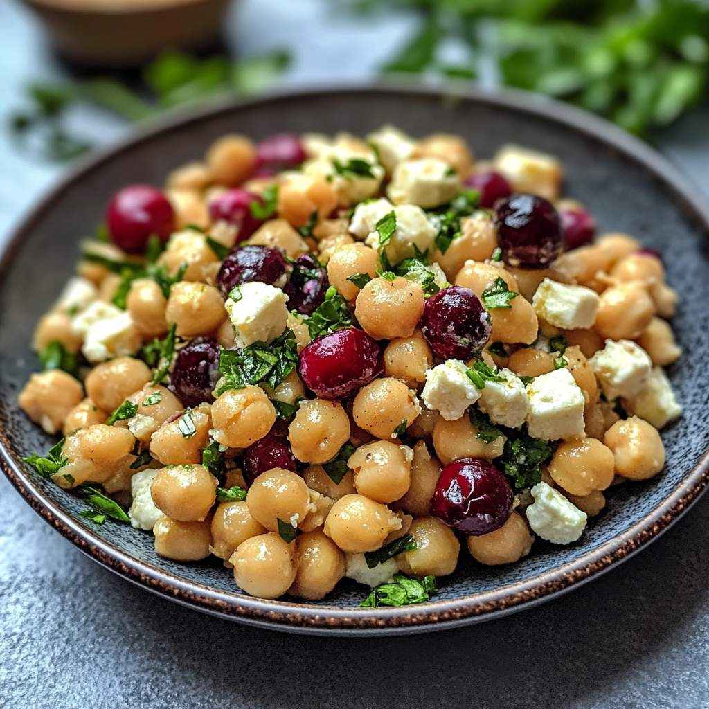 Recipe preparation for Feta and Cranberry Chickpeas