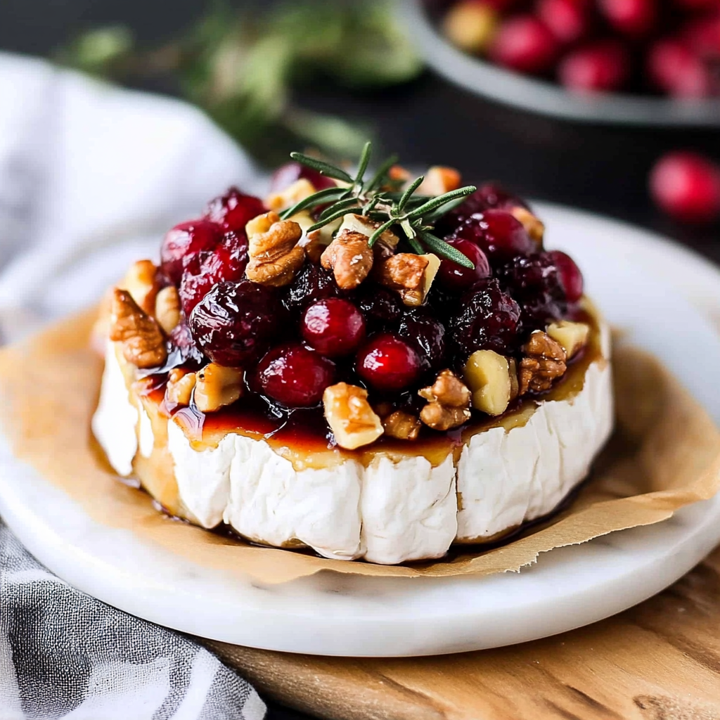 Recipe preparation for Cranberry and Walnut Baked Brie