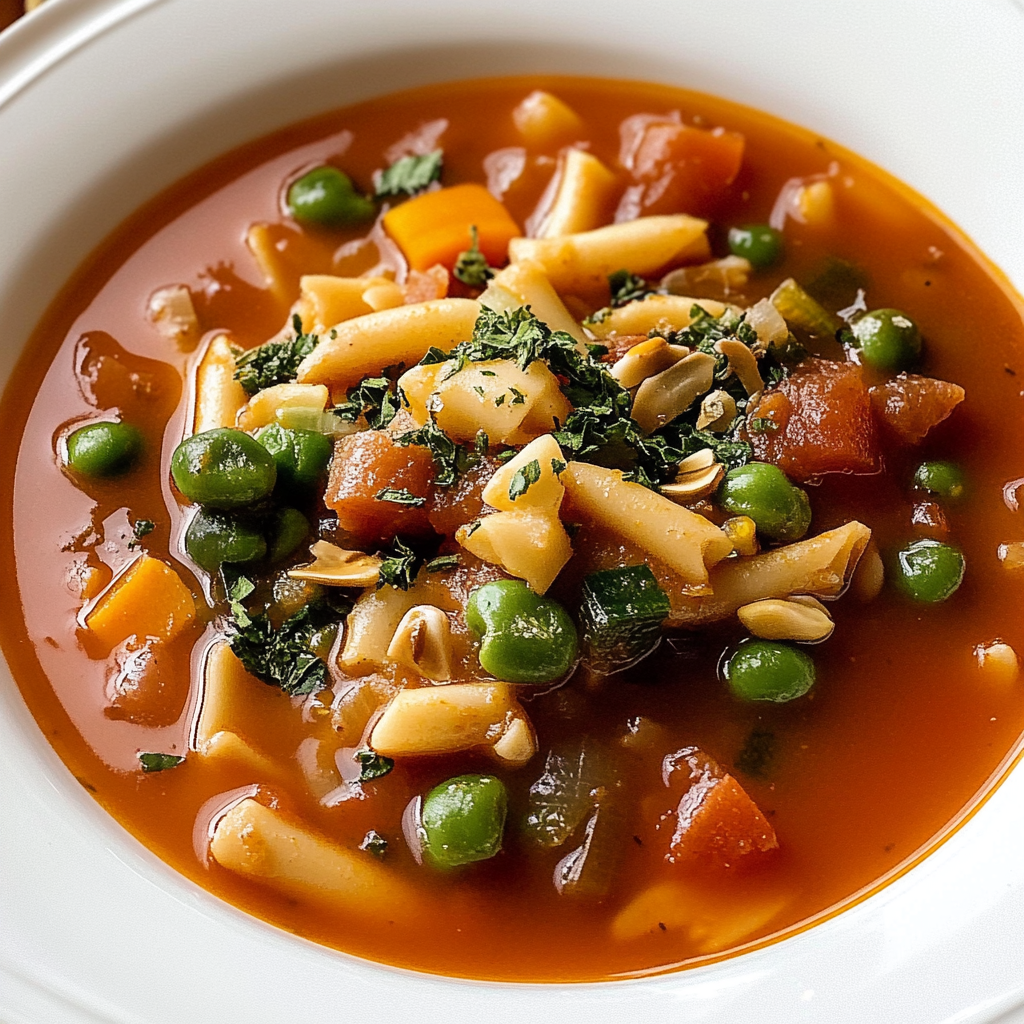 Recipe preparation for Quick Minestrone Soup with Pesto