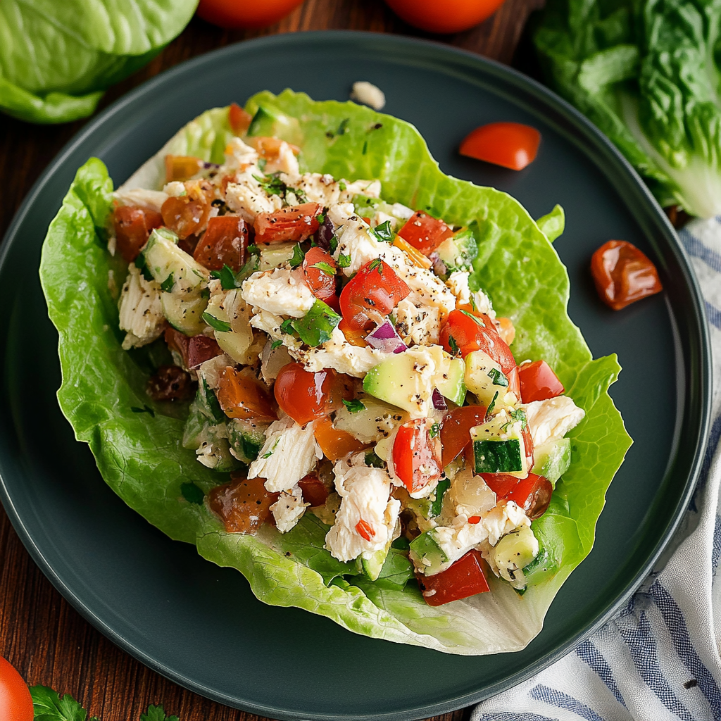 Recipe preparation for Packed Chicken Salad Lettuce Wraps