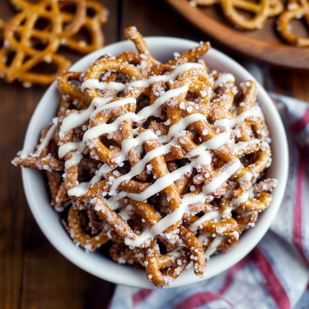 Recipe preparation for Cinnamon Sugar Pretzel Krispie Treats