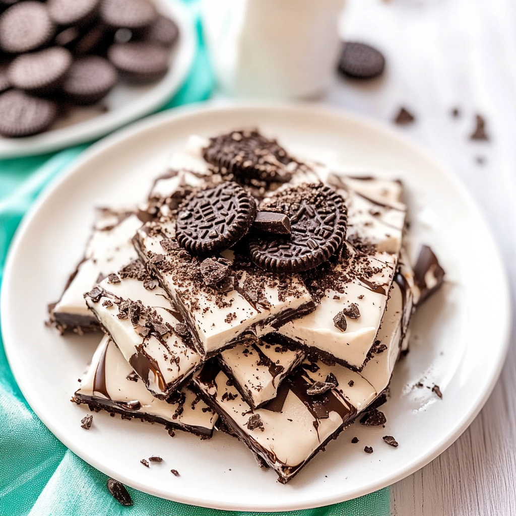 Recipe preparation for Oreo Brownie Bark