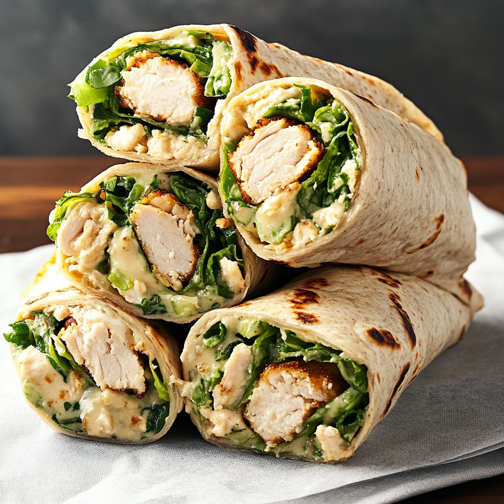 Recipe preparation for Chicken Caesar Wrap Meal Prep