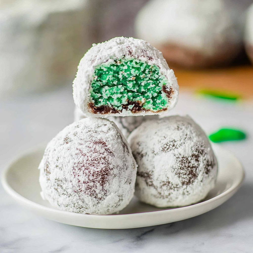 Recipe preparation for Chocolate Mint Snowball Bites