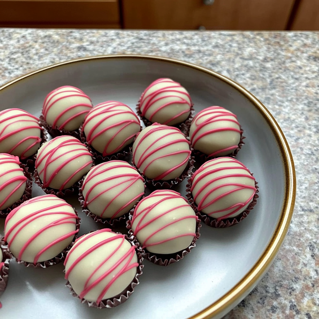 Recipe preparation for Red Velvet Snowflake Cake Truffles