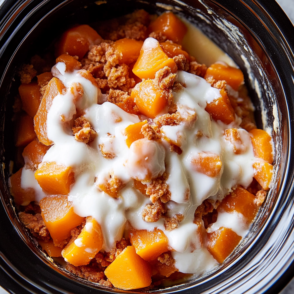 Recipe preparation for Crockpot Sweet Potato Casserole