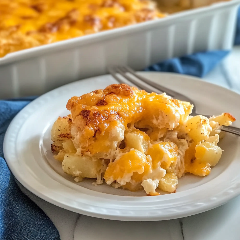 Recipe preparation for cheesy potatoes with hashbrowns