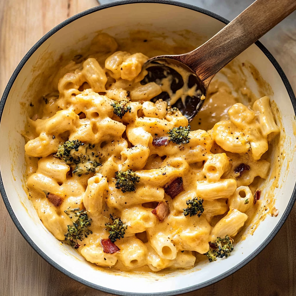 Recipe preparation for Butternut Squash Mac & Cheese with Sage Butter