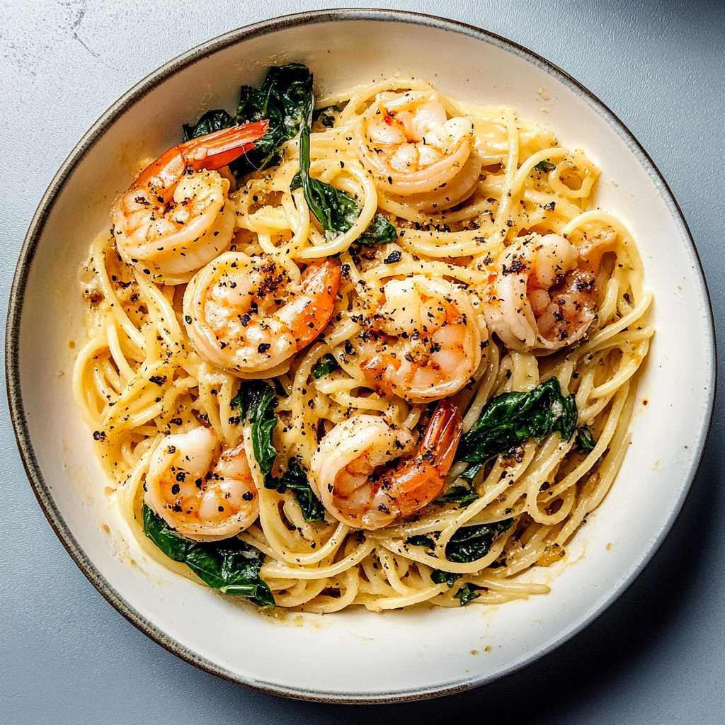Recipe preparation for garlic butter shrimp pasta