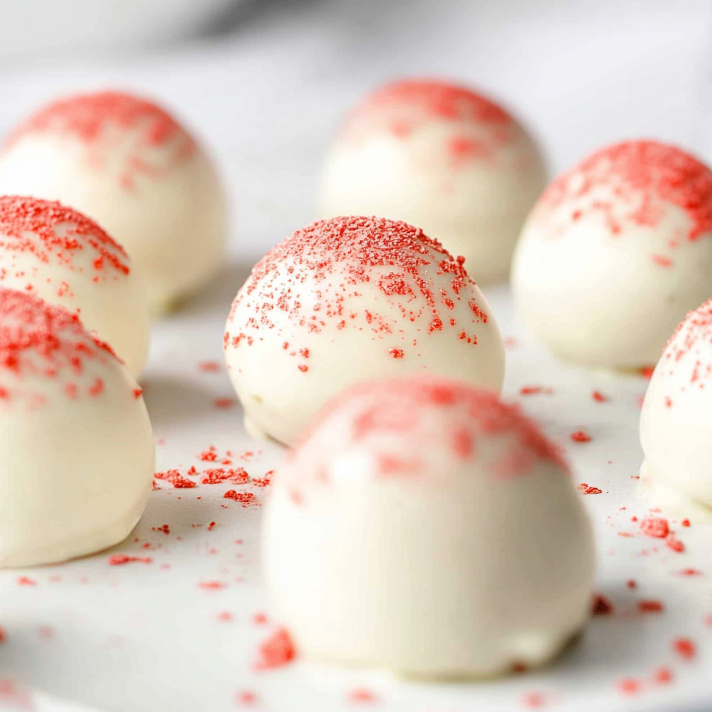 Recipe preparation for White Chocolate Strawberry Truffles