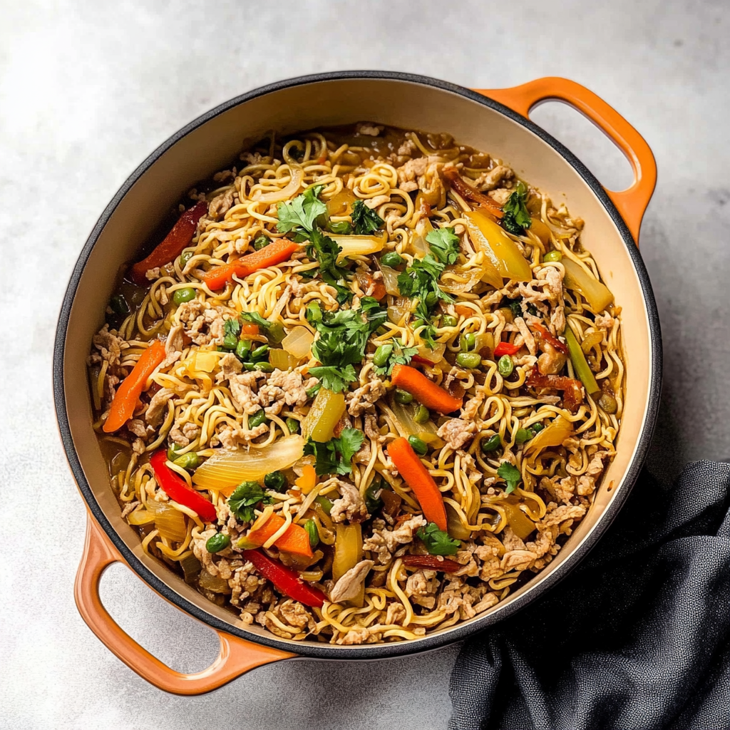 Recipe preparation for chicken ramen stir fry