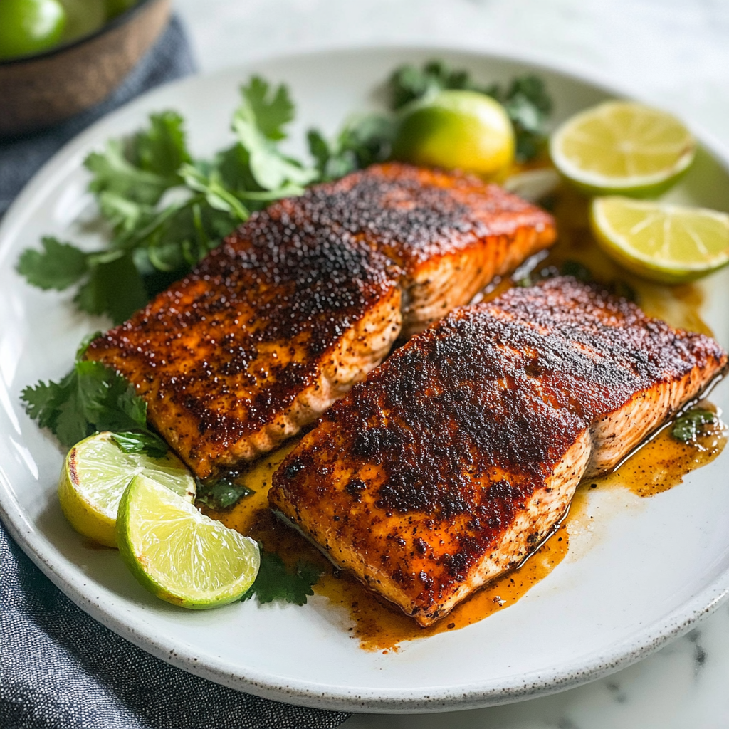 Recipe preparation for Blackened Salmon