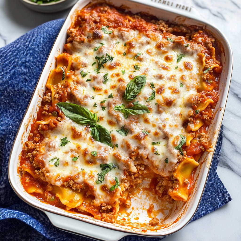 Recipe preparation for Ravioli Lasagna