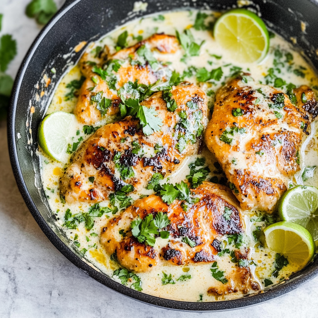 Recipe preparation for Creamy Coconut Lime Chicken