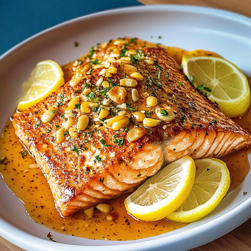 Recipe preparation for lemon garlic salmon