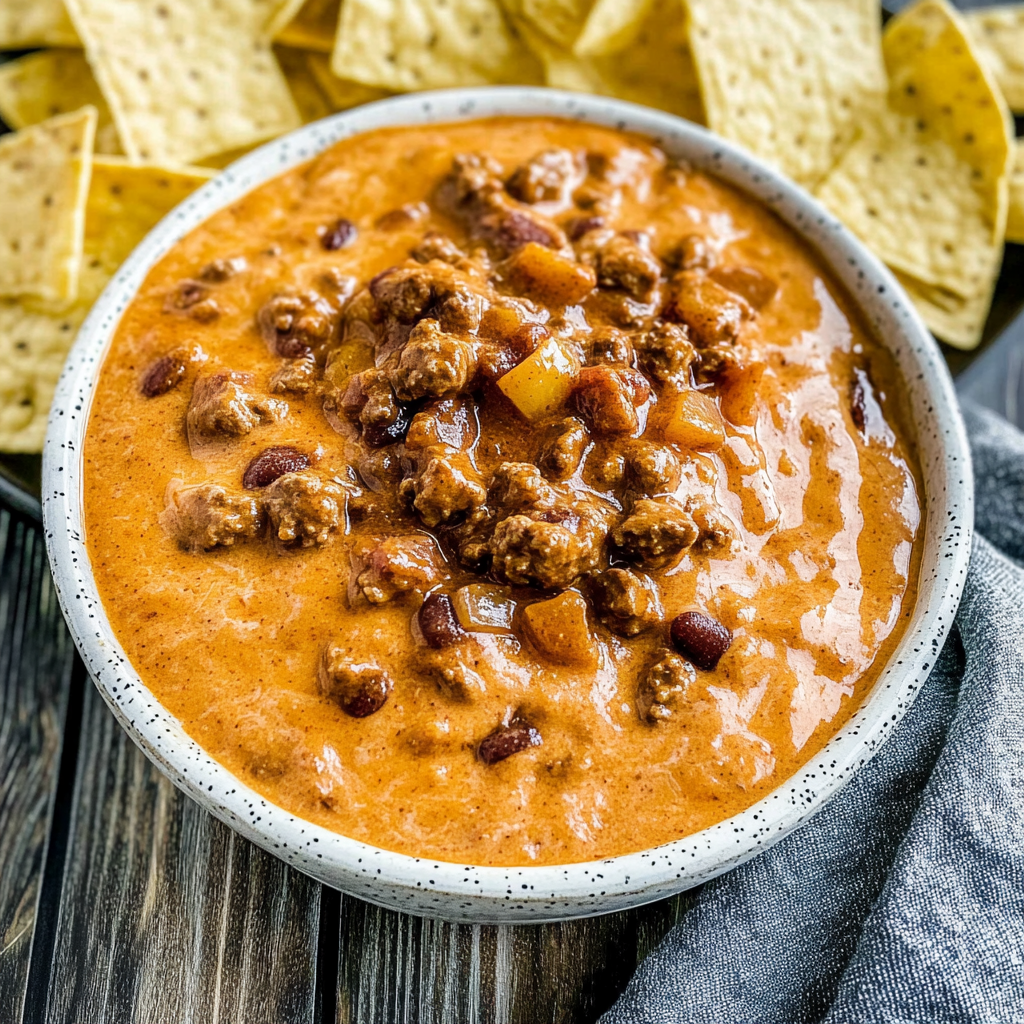 Recipe preparation for chili cheese dip